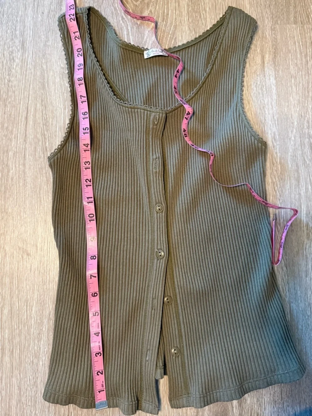 Free People Intimately Ribbed Button Tank Olive XS - Picture 8 of 9